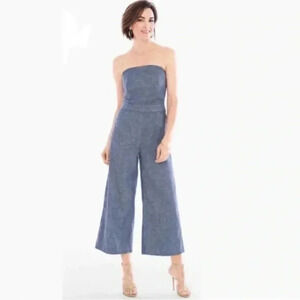 CHICO’S - NWT Black Label - Twill Chambray Strapless Jumpsuit/Romper (00) Size 2